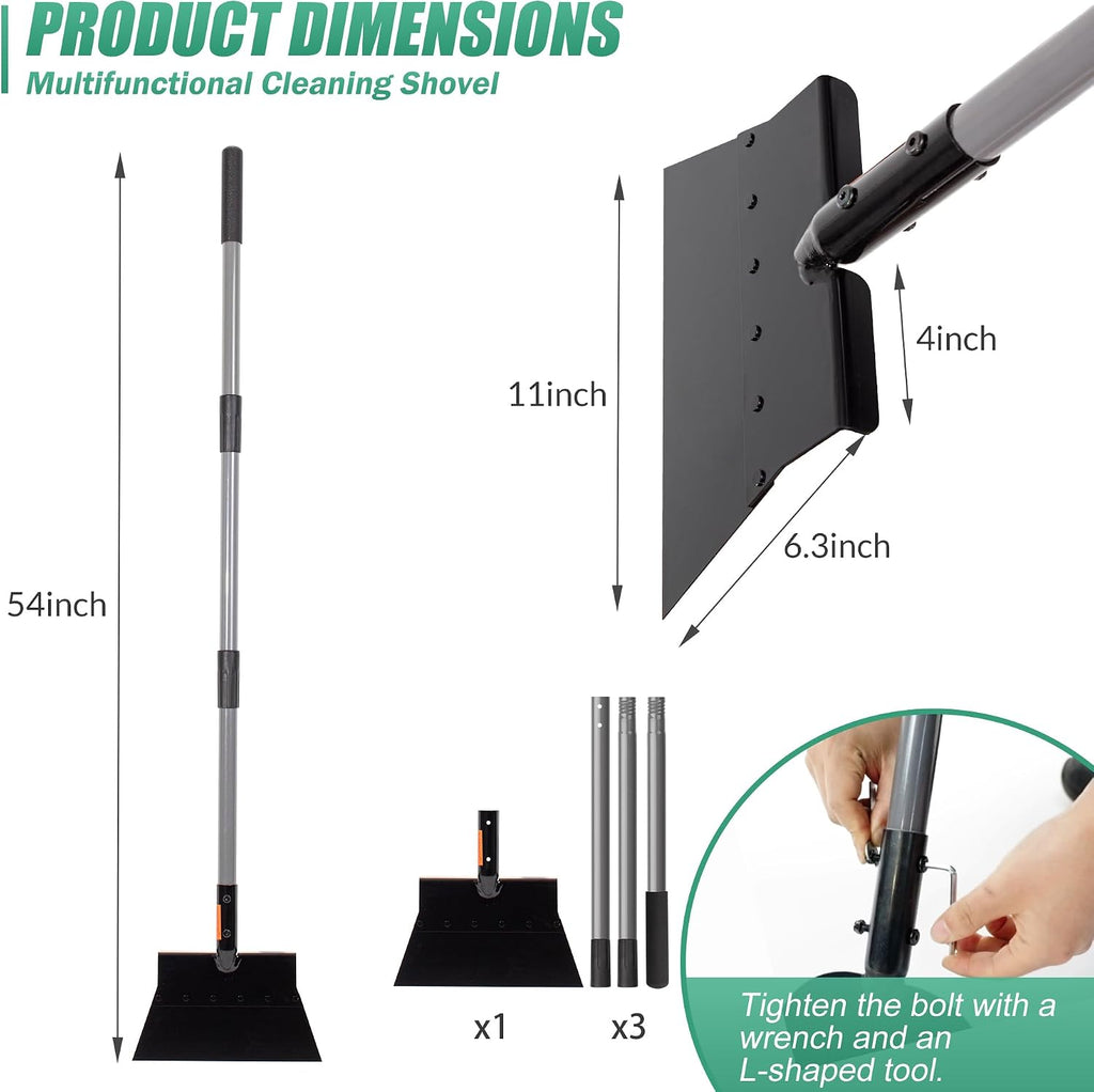 Suchtale Flat Shovel, 11-Inch Floor Scraper, Long Handle Weed Scraper | 11-Inch Garden Cleaning Shovel with Foot Step