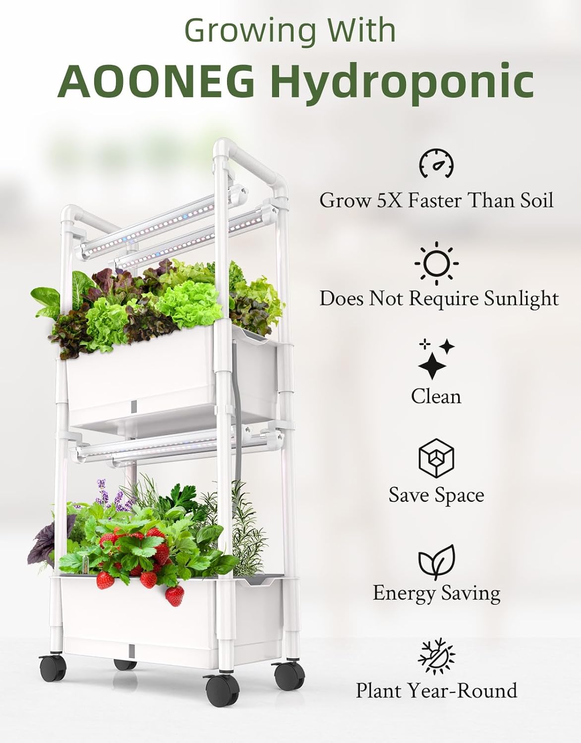 Hydroponics Growing System,AOONEG 28Pods Indoor Herb Garden with LED Grow Light,Hydroponics Growing System Kit with