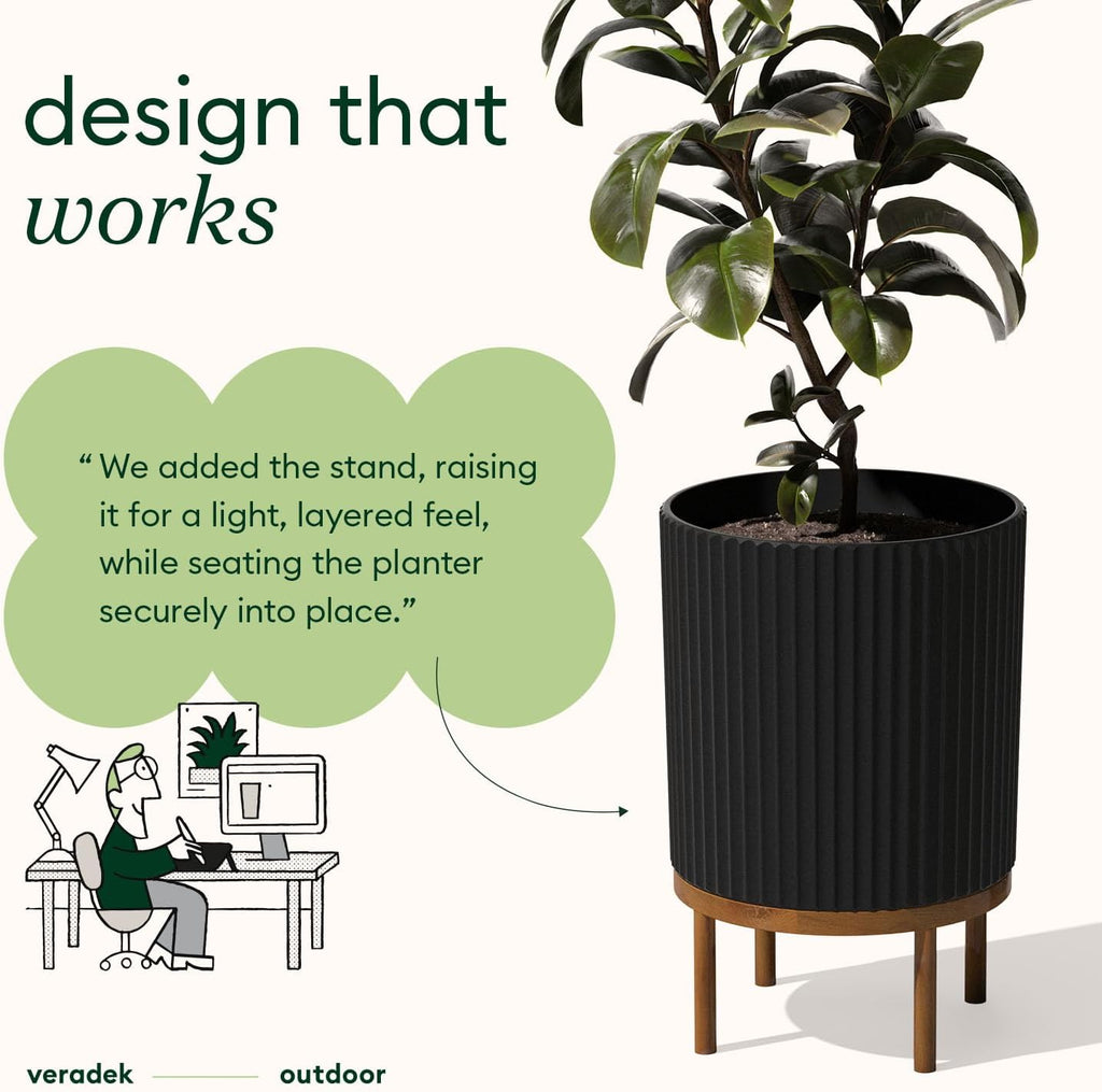 Veradek Demi Series Raised Planter - Round Planter with Stand | Made From a Durable Plastic-Stone Composite & Comes