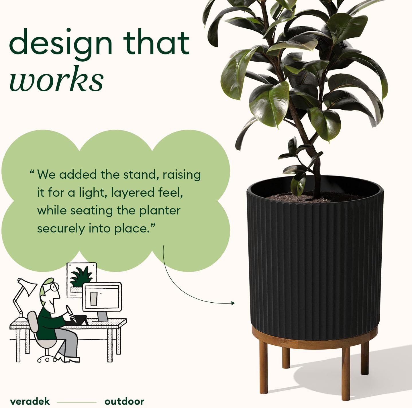 Veradek Demi Series Raised Planter - Round Planter with Stand | Made From a Durable Plastic-Stone Composite & Comes