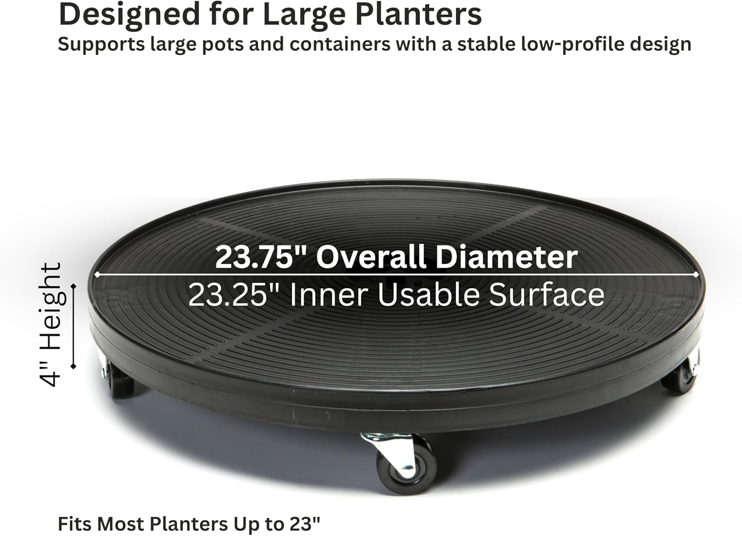 DeVaultEnterprises Devault 23.5 Inch Plant Dolly, Heavy Duty Rolling Plant Caddy with Wheels for Large Pots and
