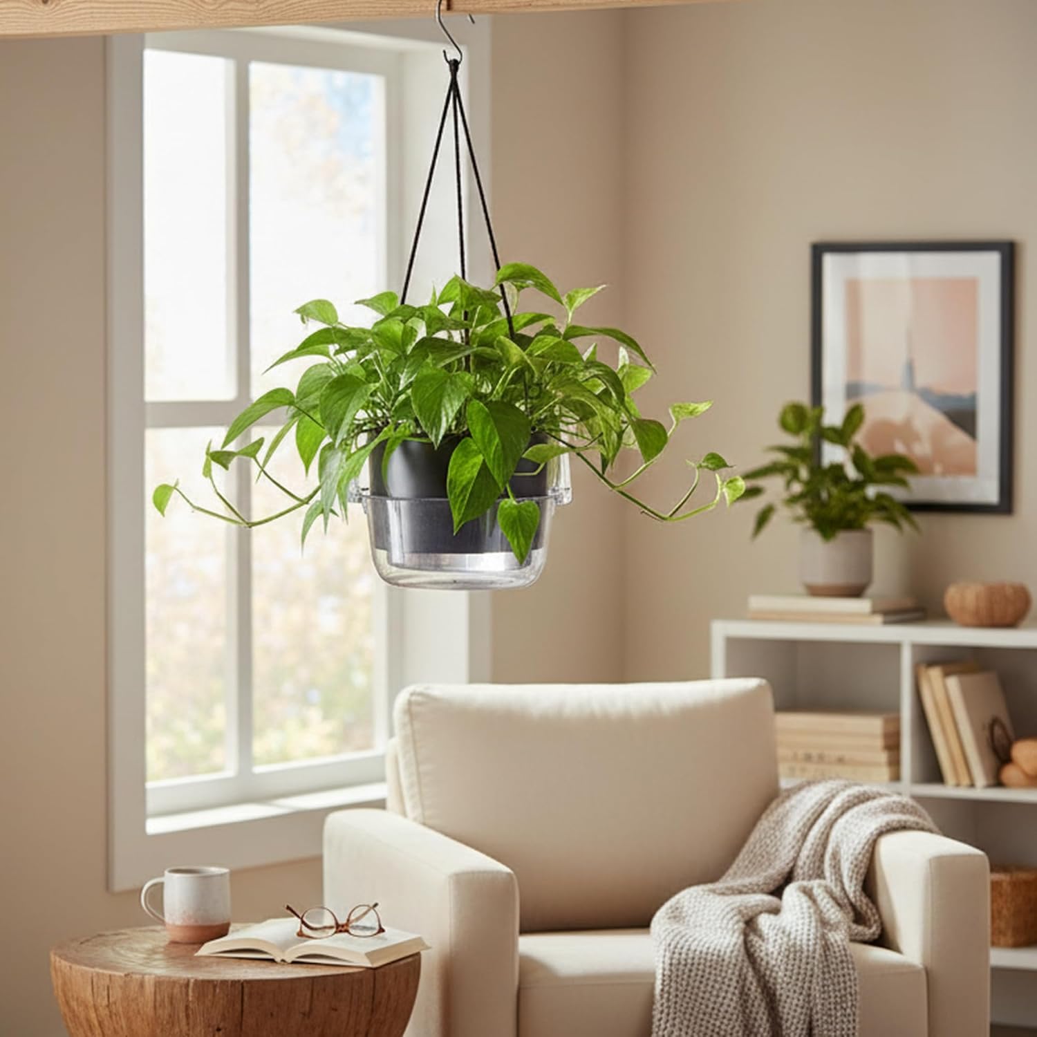 Curtis Wagner Plastics Hanging Basket Drip Pans (5-Pack) | Clear, Round (Diameter = Base 9", Top 12", Depth 3.75")