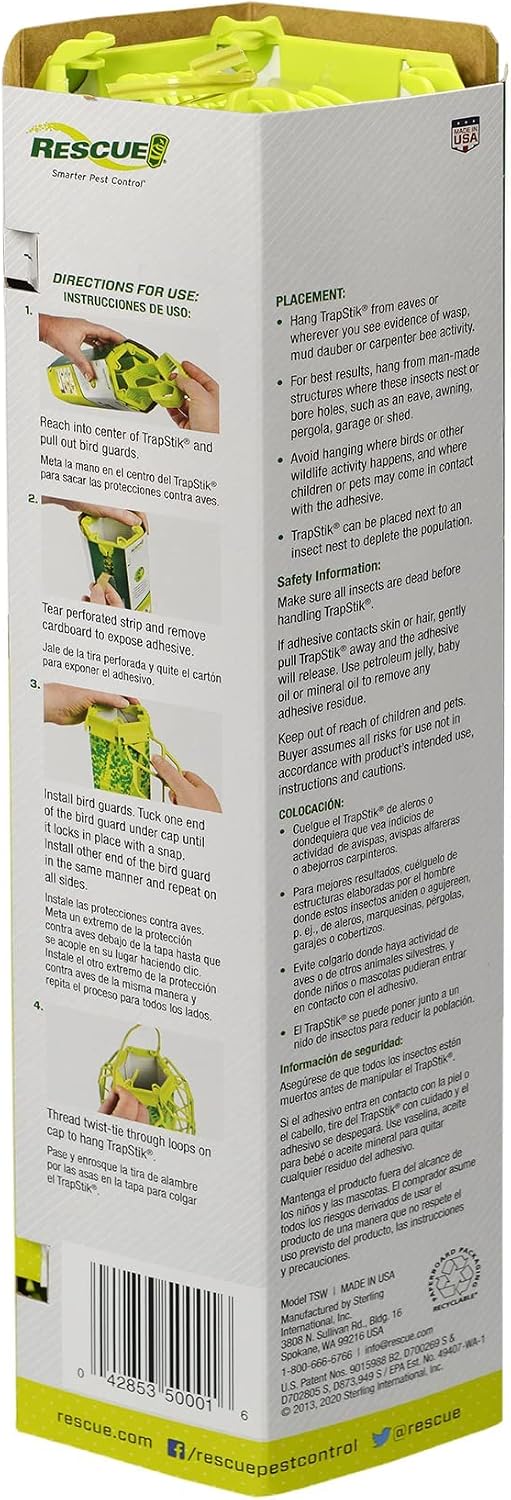RESCUE! VisiLure® TrapStik for Wasps, Mud Daubers, Carpenter Bees – 3 Pack