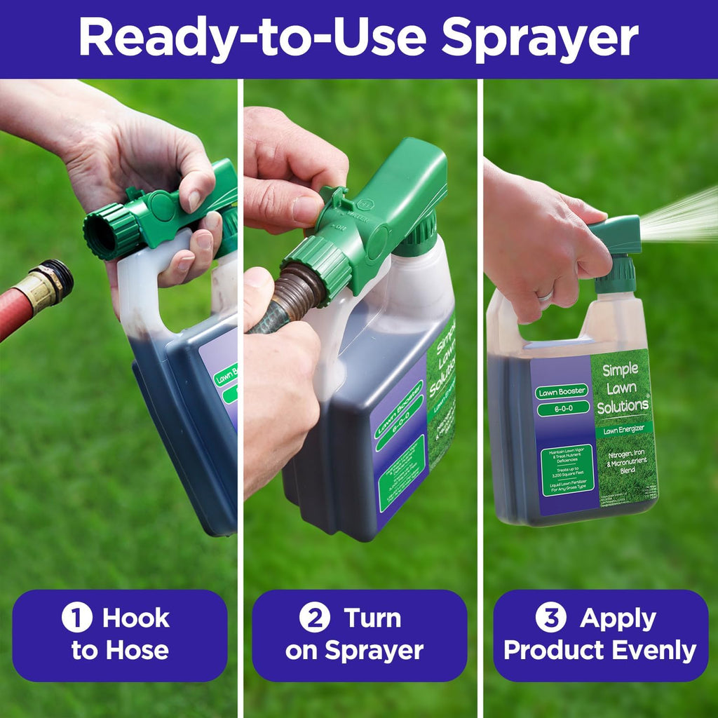 Commercial Grade Lawn Fertilizer with Iron- Liquid Fertilizer Spray- Nitrogen and Iron for Deeper Green Turf- Any Grass