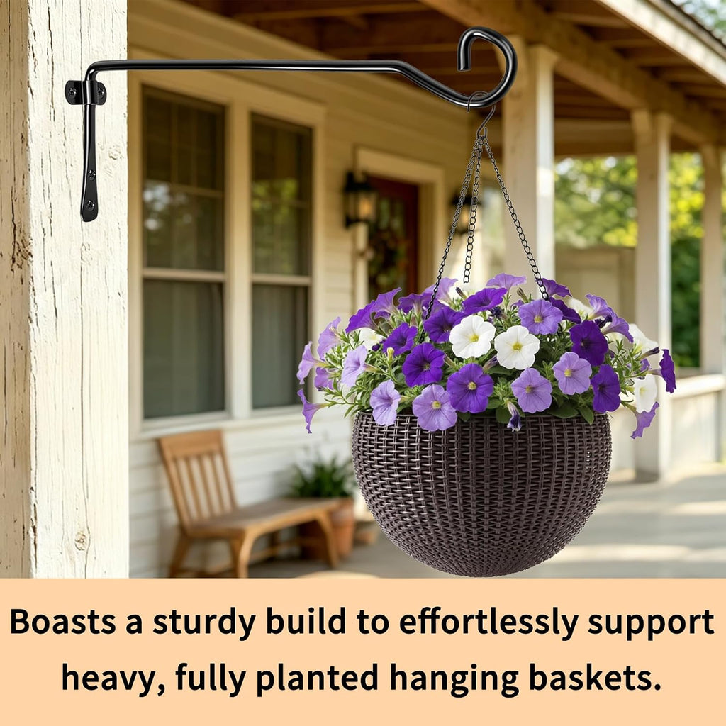 9.94IN Wall-Mounted Plant Hanger – Indoor & Outdoor Hooks for Hanging Plants, Lanterns, Bird Feeders, and Decorative