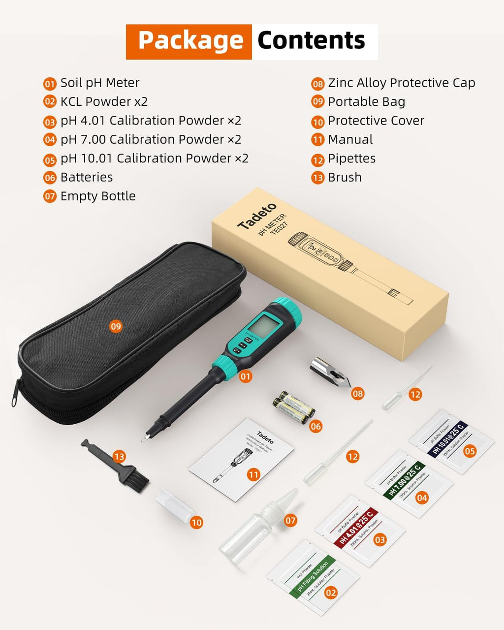 Tadeto Soil pH Tester, High Accuracy Digital pH Meter for Soil, Garden, Water, Plants, Solution and Food, Soil pH Test
