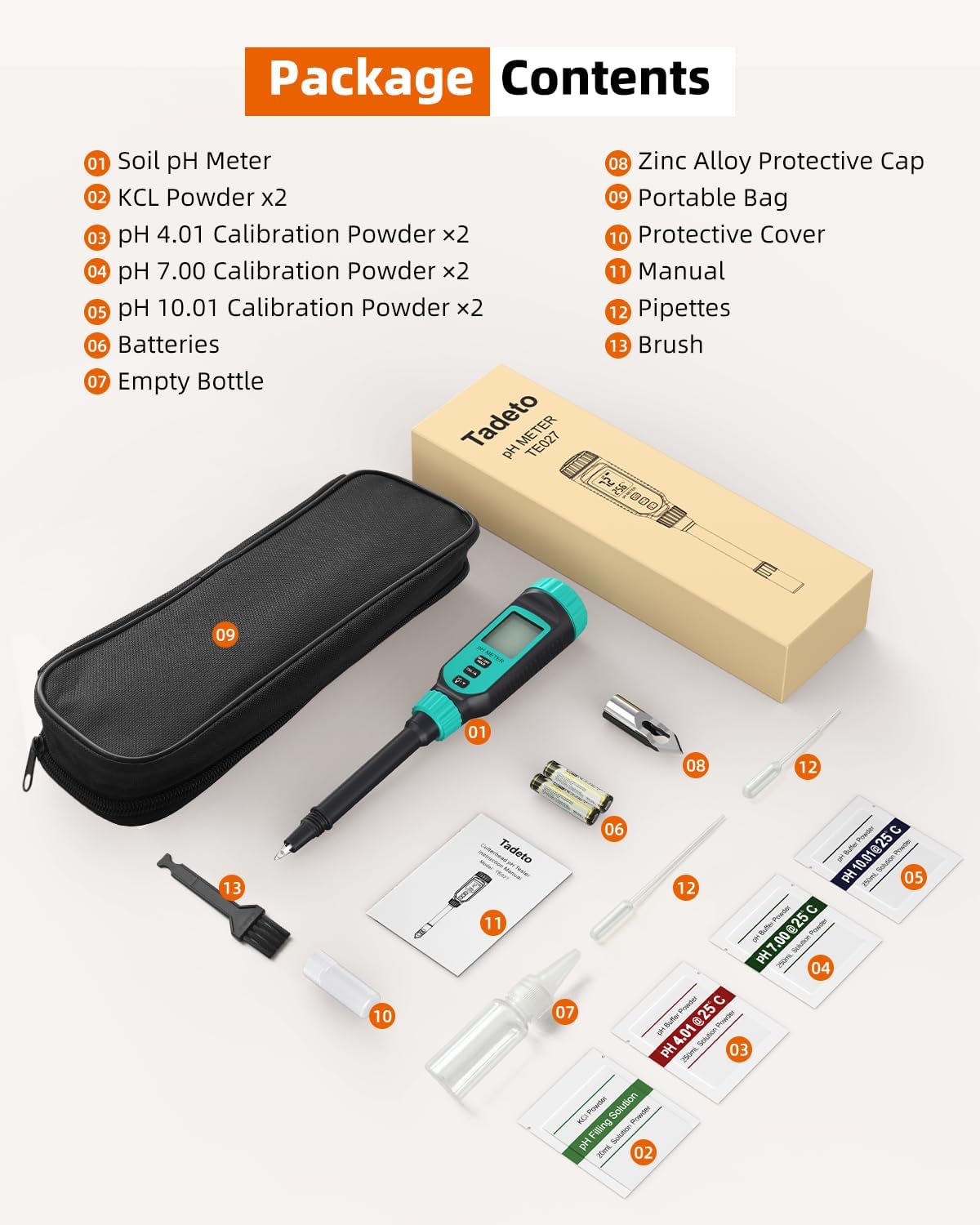 Tadeto Soil pH Tester, High Accuracy Digital pH Meter for Soil, Garden, Water, Plants, Solution and Food, Soil pH Test