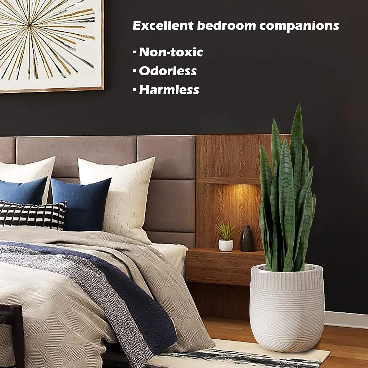 Worth Garden 3ft Artificial Snake Plant Fake Sansevieria Indoor Outdoor, 28 Thick Leaves Lifelike Faux Silk Plant, Home