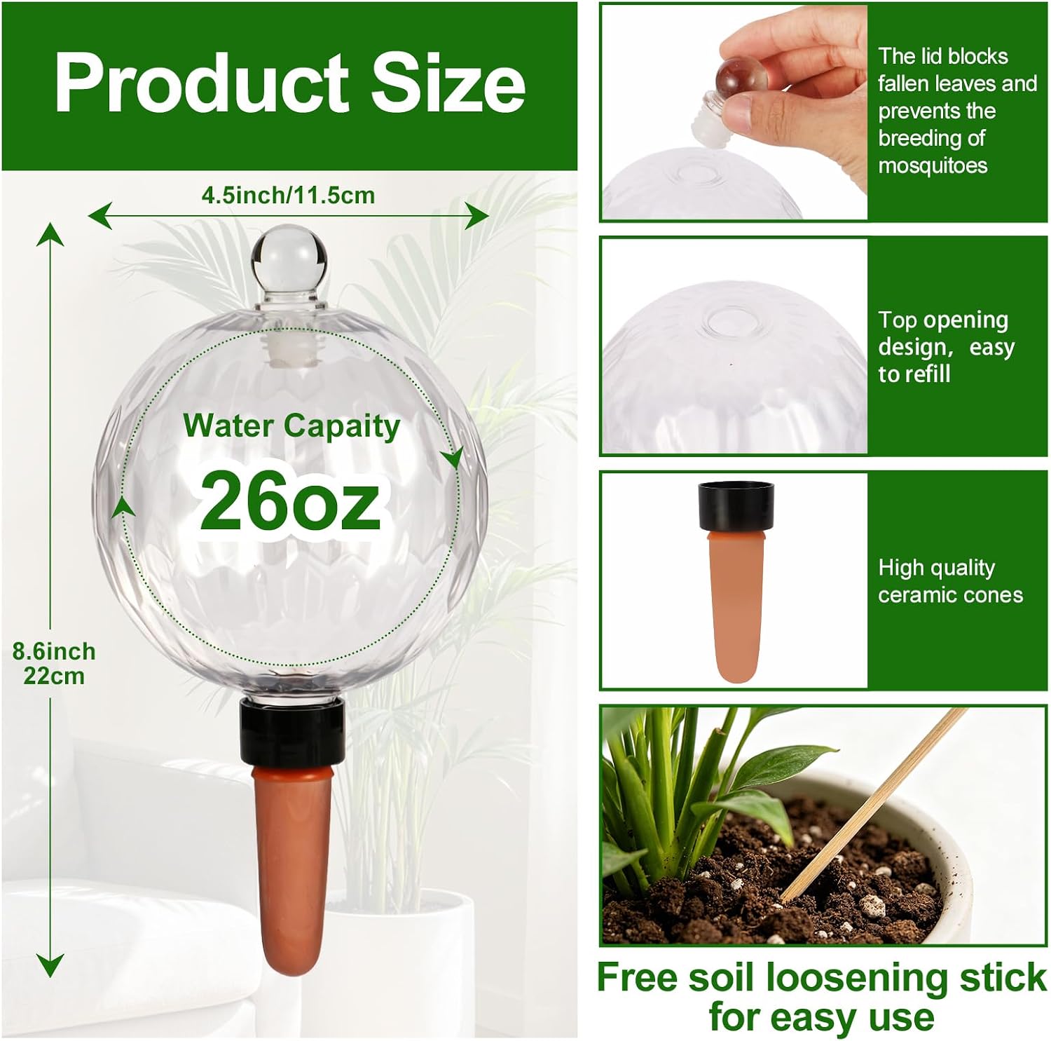 26oz Extra Large Self Watering Globes, Plant Watering Globes, Water Globes, Plant Water Bulbs, Watering Bulbs for