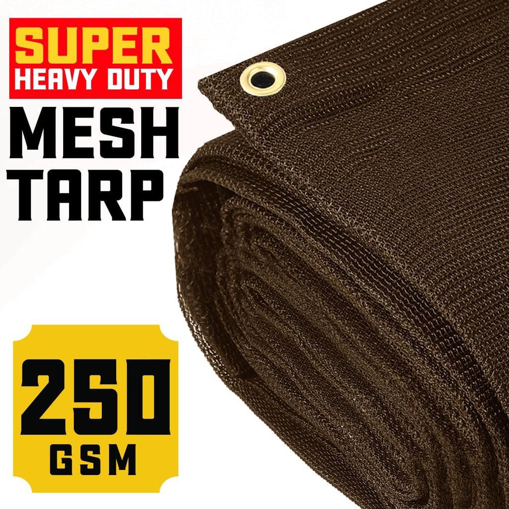 Core Tarps 60% Brown Shade Cloth with Grommets - 20 X 20 FT Heavy Duty Mesh Tarp - Sun Shade Cloth for Garden