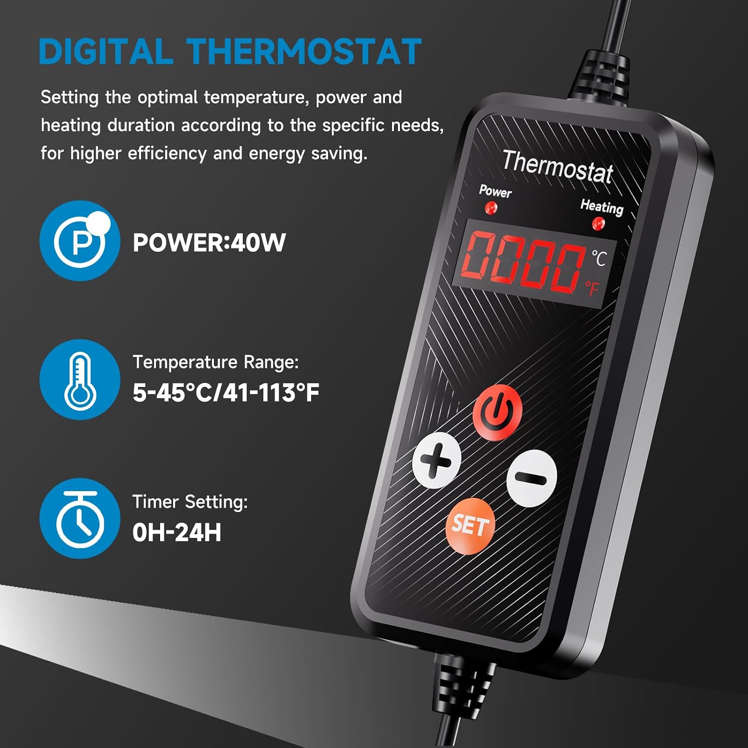 Hon&Guan 2 Packs 10"x 20.75" Seedling Heat Mat with Digital Thermostat | PVC/PET layers, IP67 surface, 41-113°F