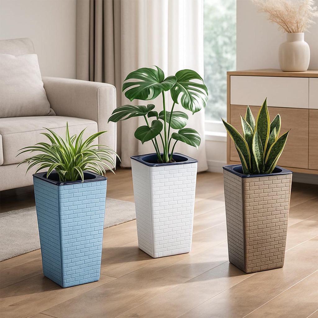 Self Watering Pots for Indoor Plants, 2 Pack Flower Pots Self Watering Planter 10.7" x 6.9" Plastic Pots African Violet