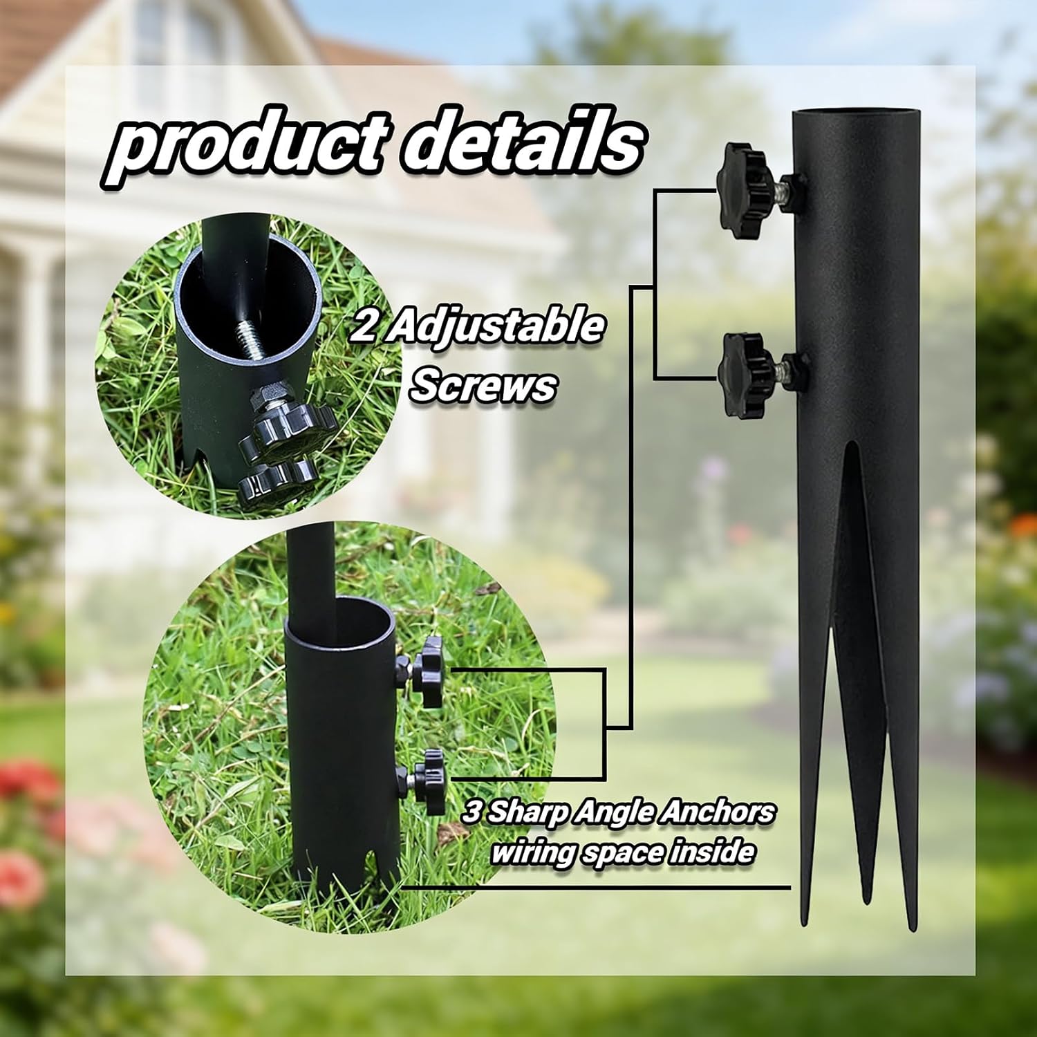 4-Pack Flag Pole Ground Stake,Flagpole Brackets, Compatible with Diameters Ranging from ½“ to 1 ¼”,Suitable for