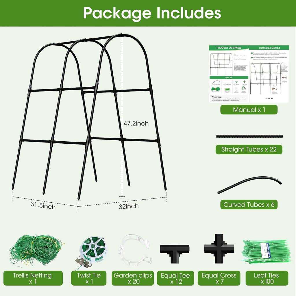 Cucumber Trellis for Raised Bed,U-Shape Garden Trellis for Climbing Plants Outdoor, Metal Arch Vegetables Trellis