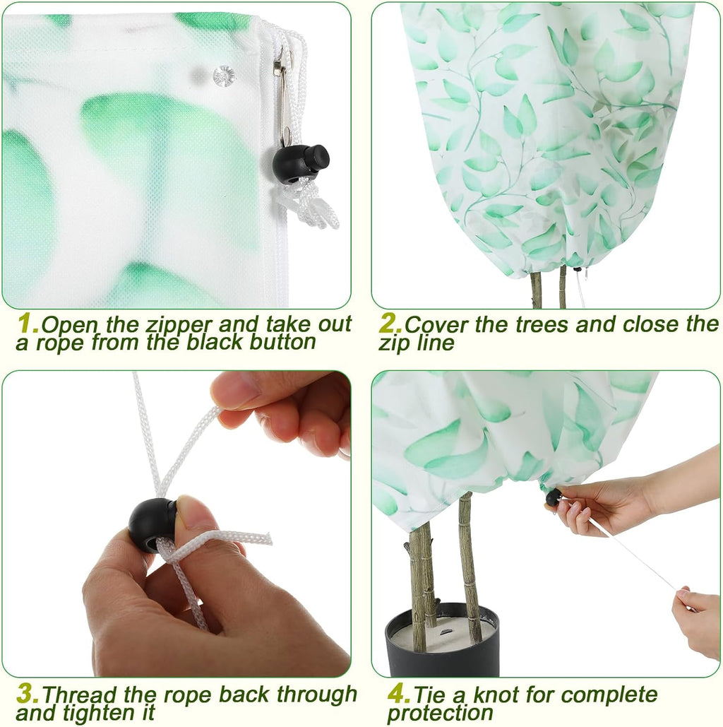4 Pack Plant Covers Freeze Protection Winter Frost Covers with Zipper Drawstring Reusable Frost Cloth for Outdoor