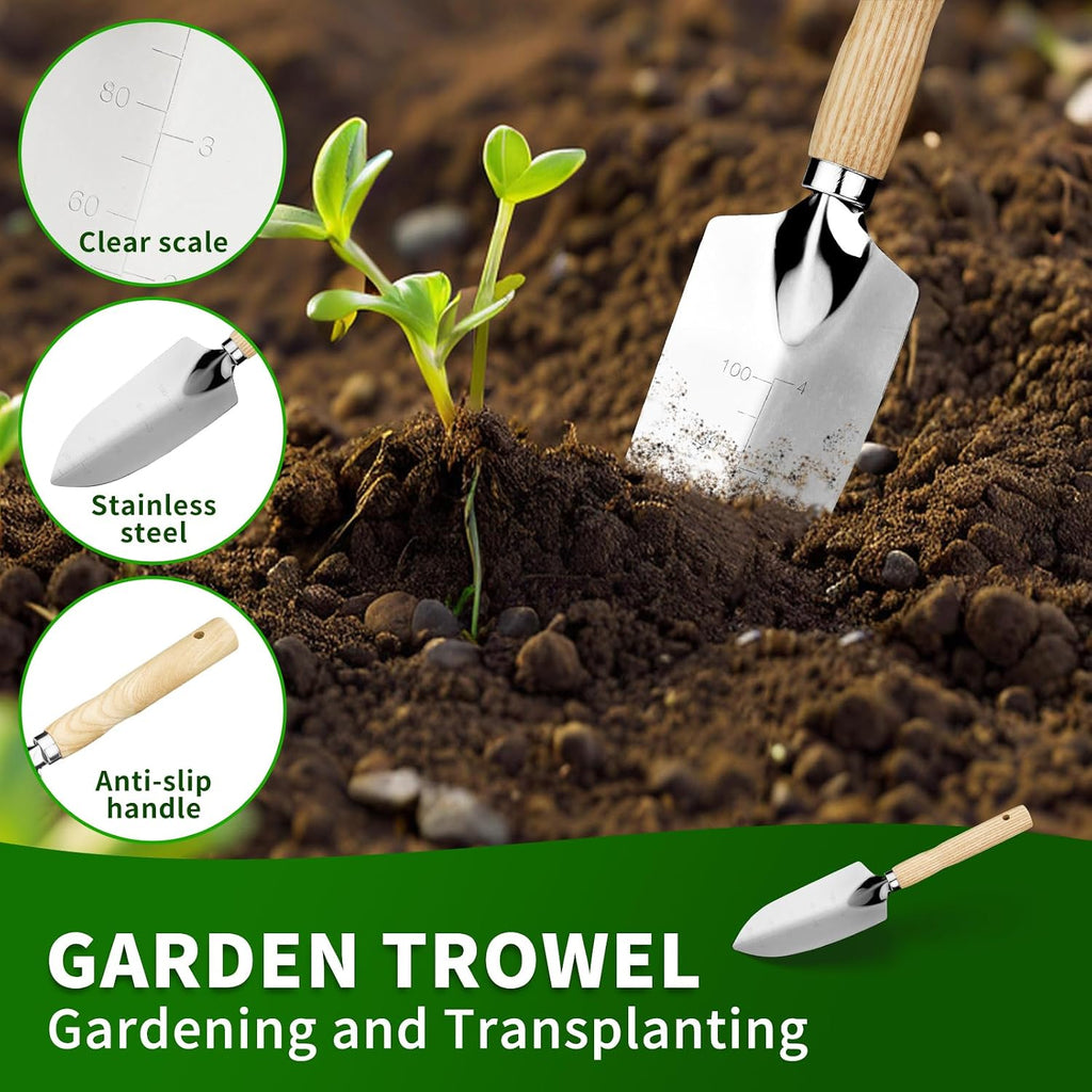 SHIKORI Garden Tool Set,5 Pcs Gardening Tool Set with Weeder Puller | Dibber, Transplanter, Big Trowel, 5-Claw