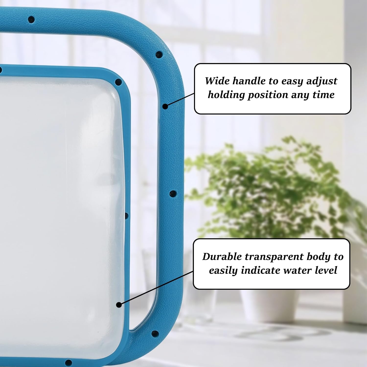 1.59 Gal Blue Clear Plastic Foldable Watering Can | Rotating nozzle, long spout, compact ergonomic design, dual