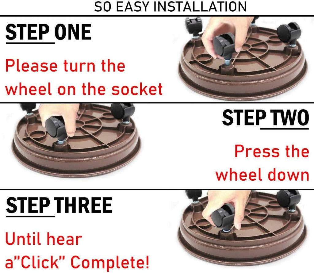 2 Pack 15.5" Brown Plant Caddy with Easy Moving Caster Wheels Round Movable Planter Dolly Trolley Tray Pallet Outdoor
