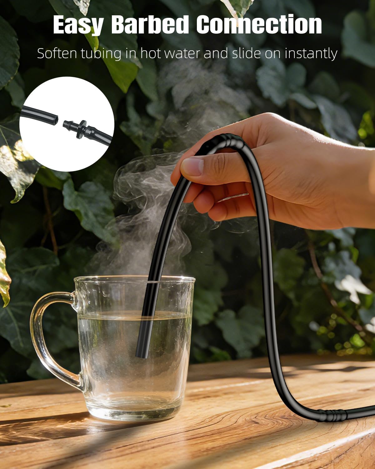 Pawfly 200 ft 1/4 Drip Irrigation Tubing, 1/4" Emitter Tubing with 6" Spacing, Polyethylene Drip Line with 24 Parts