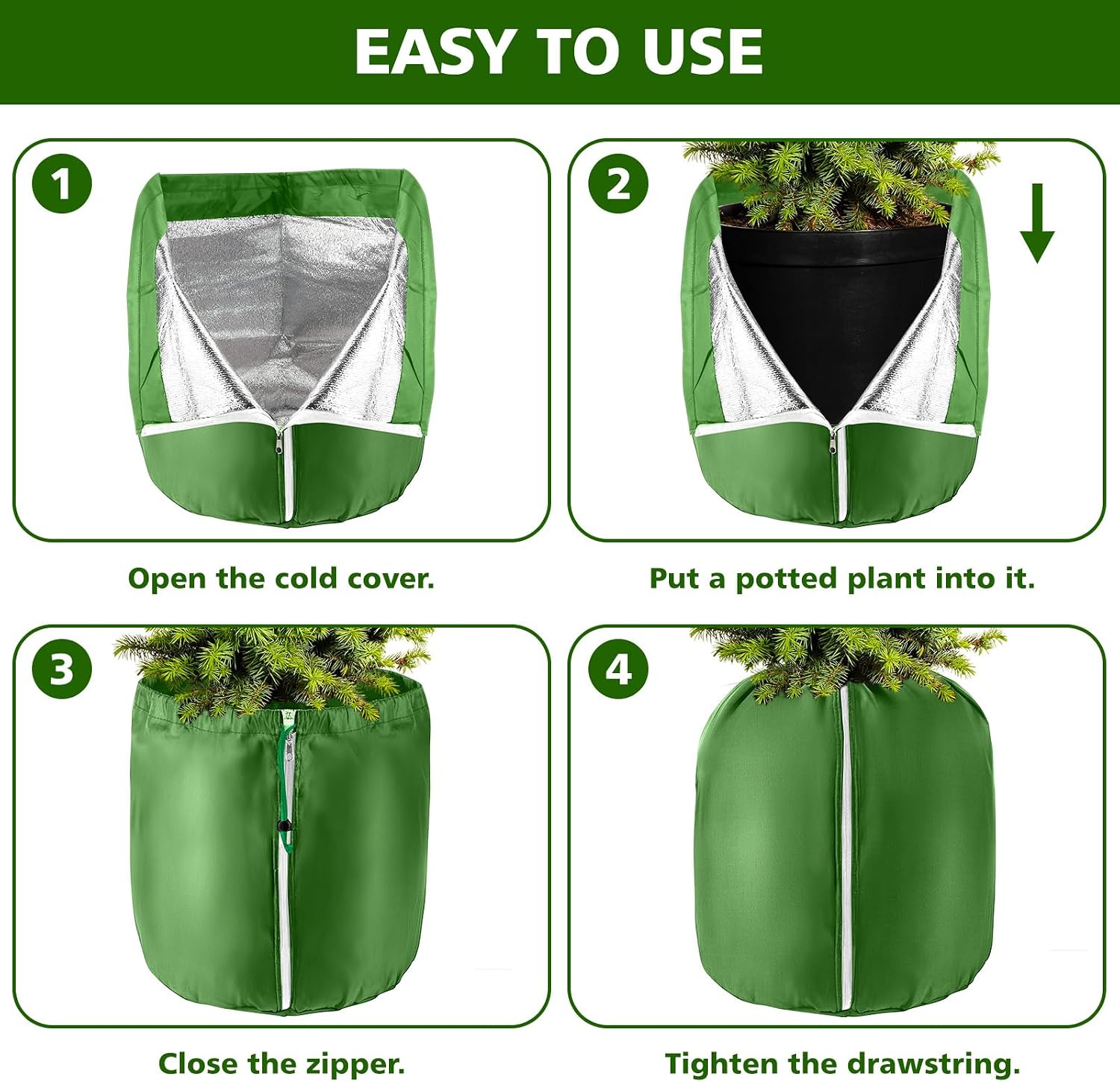 2 Pcs Large Plant Pot Covers for Winter Potted Plant Freeze Protection Cover Frost Jacket with Zipper Drawstring to
