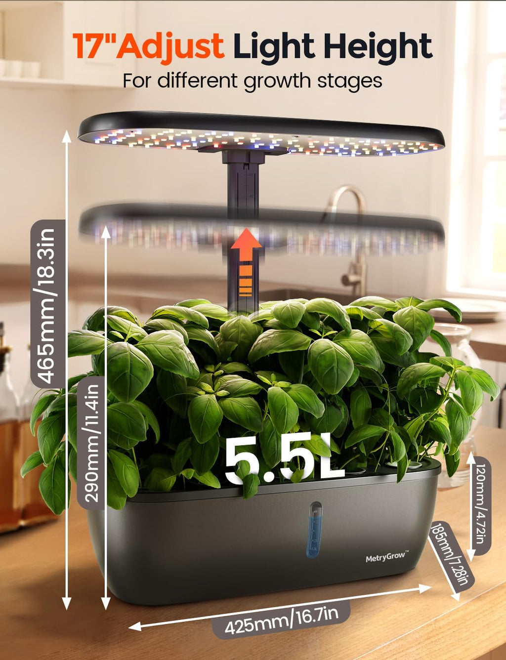 MG-15 Hydroponic Growing System Kits, Smart Indoor Garden with 24W Grow LED Light Full Spectrum, 15 Pods Herb Garden