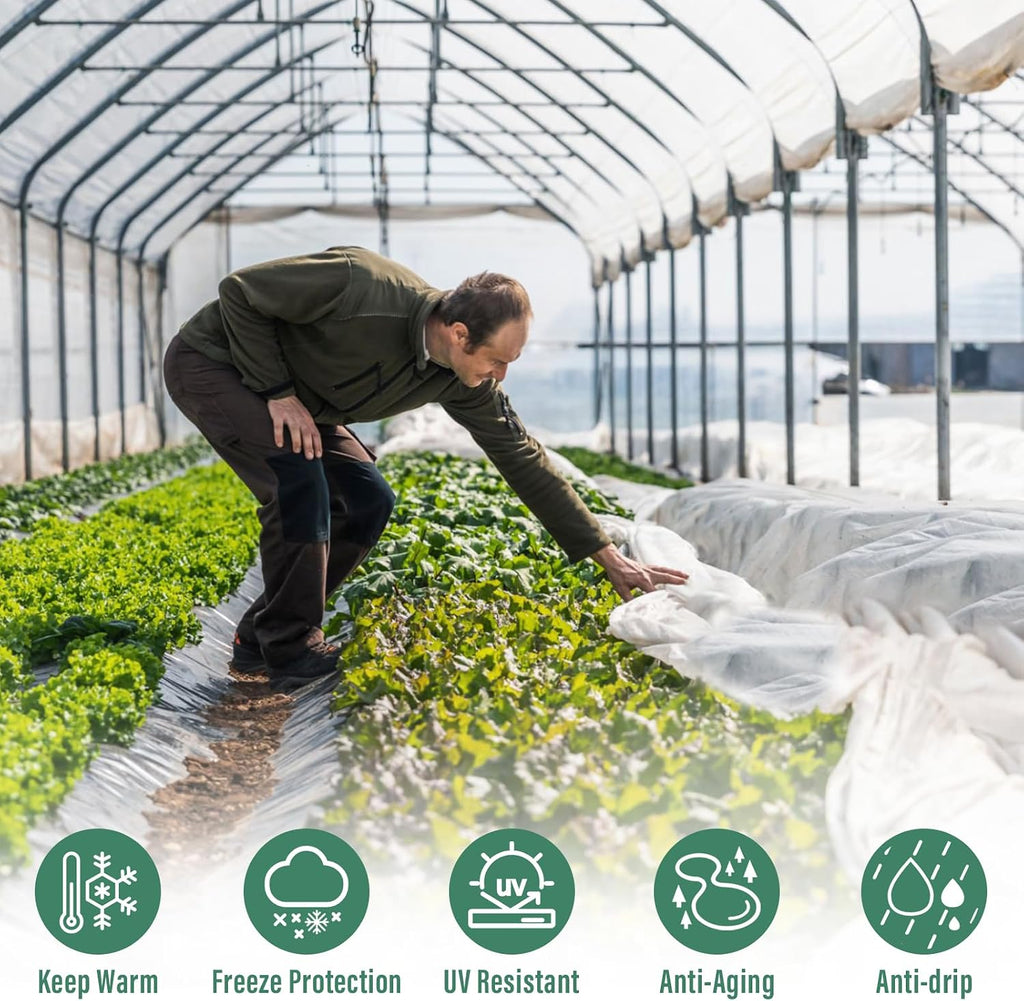 8 X 26 Ft Clear Plastic Plant Covers Freeze Protection- 6 Mil Winter Greenhouse Plastic Sheeting for Frost Water Sun