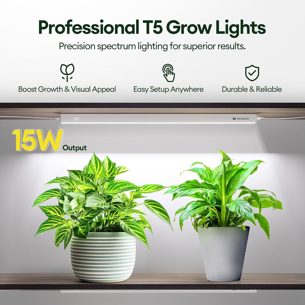T5 Grow Lights for Indoor Plants 2FT, Sun-Like Full Spectrum 5000K Grow Light, 60W(4 x 15W), Grow Light Strips for Seed