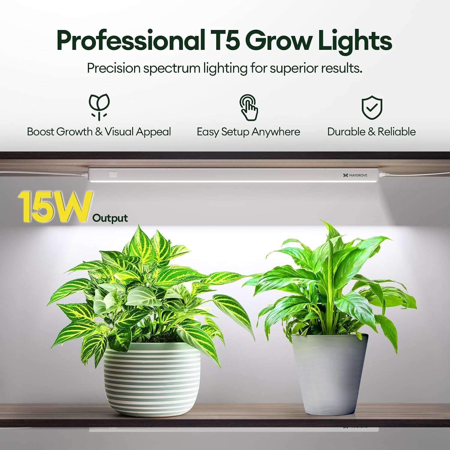 T5 Grow Lights for Indoor Plants 2FT, Sun-Like Full Spectrum 5000K Grow Light, 60W(4 x 15W), Grow Light Strips for Seed