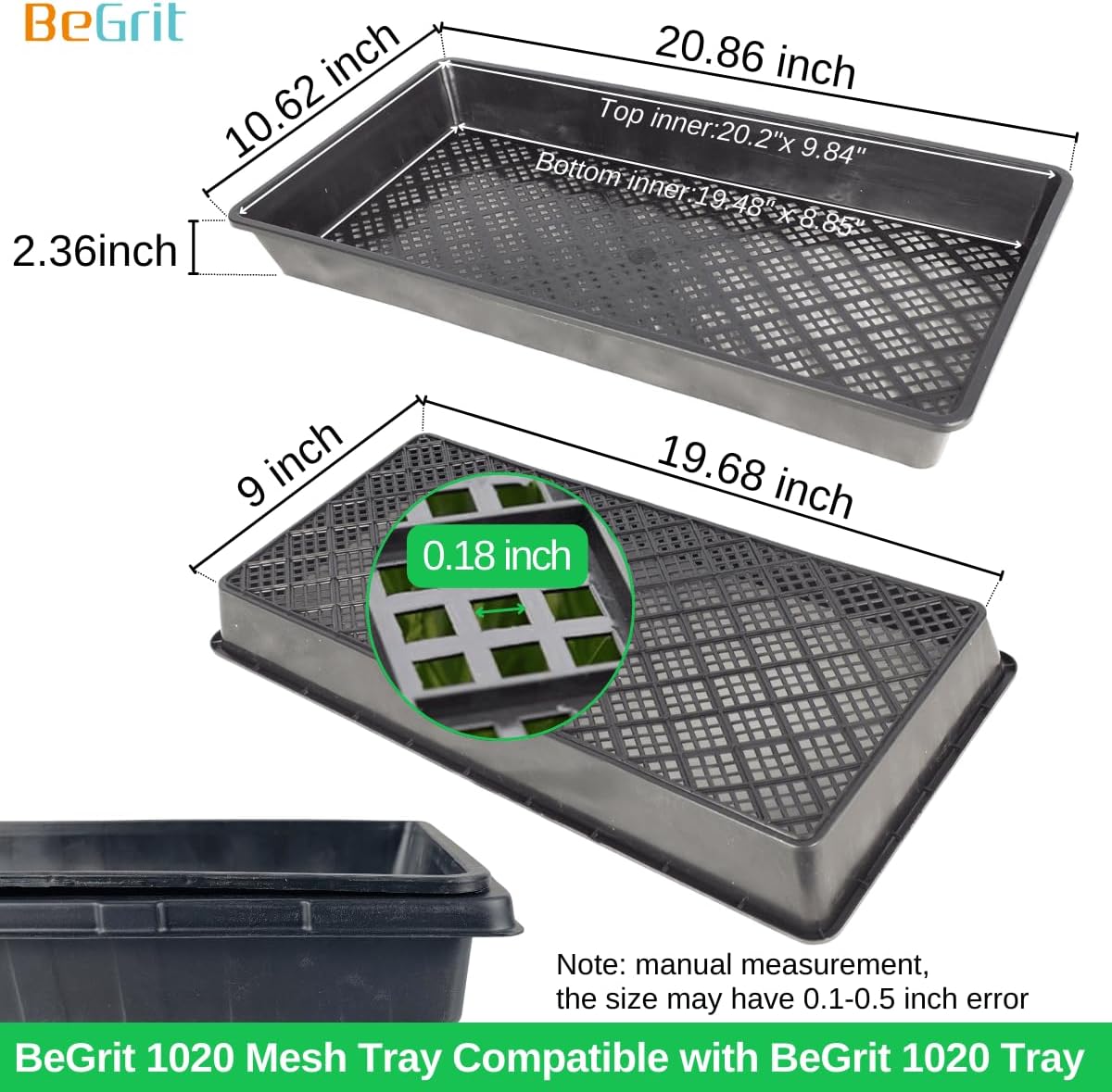 BeGrit 1020 Mesh Bottom Trays with Holes for Seed Starting Germination