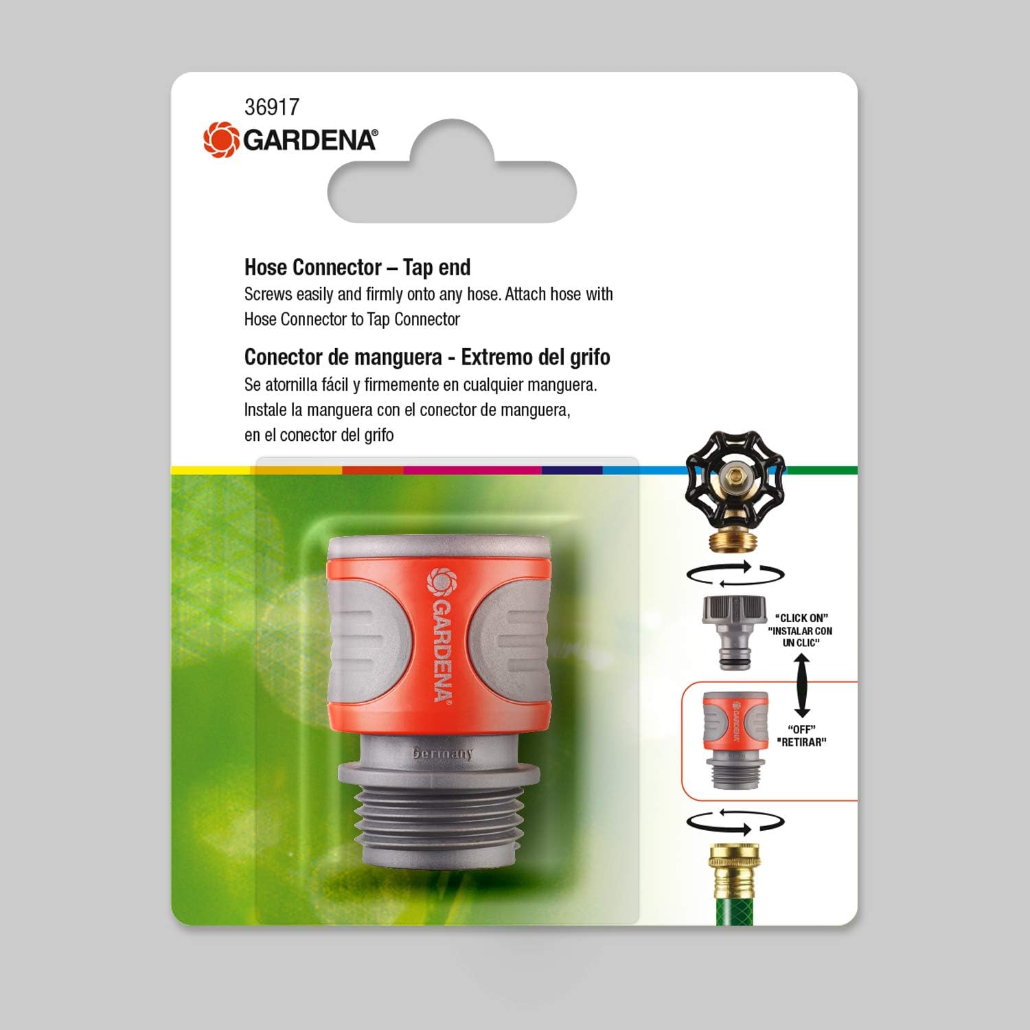 Gardena 36917 Hose Connector, Orange and Grey (Pack of 2)