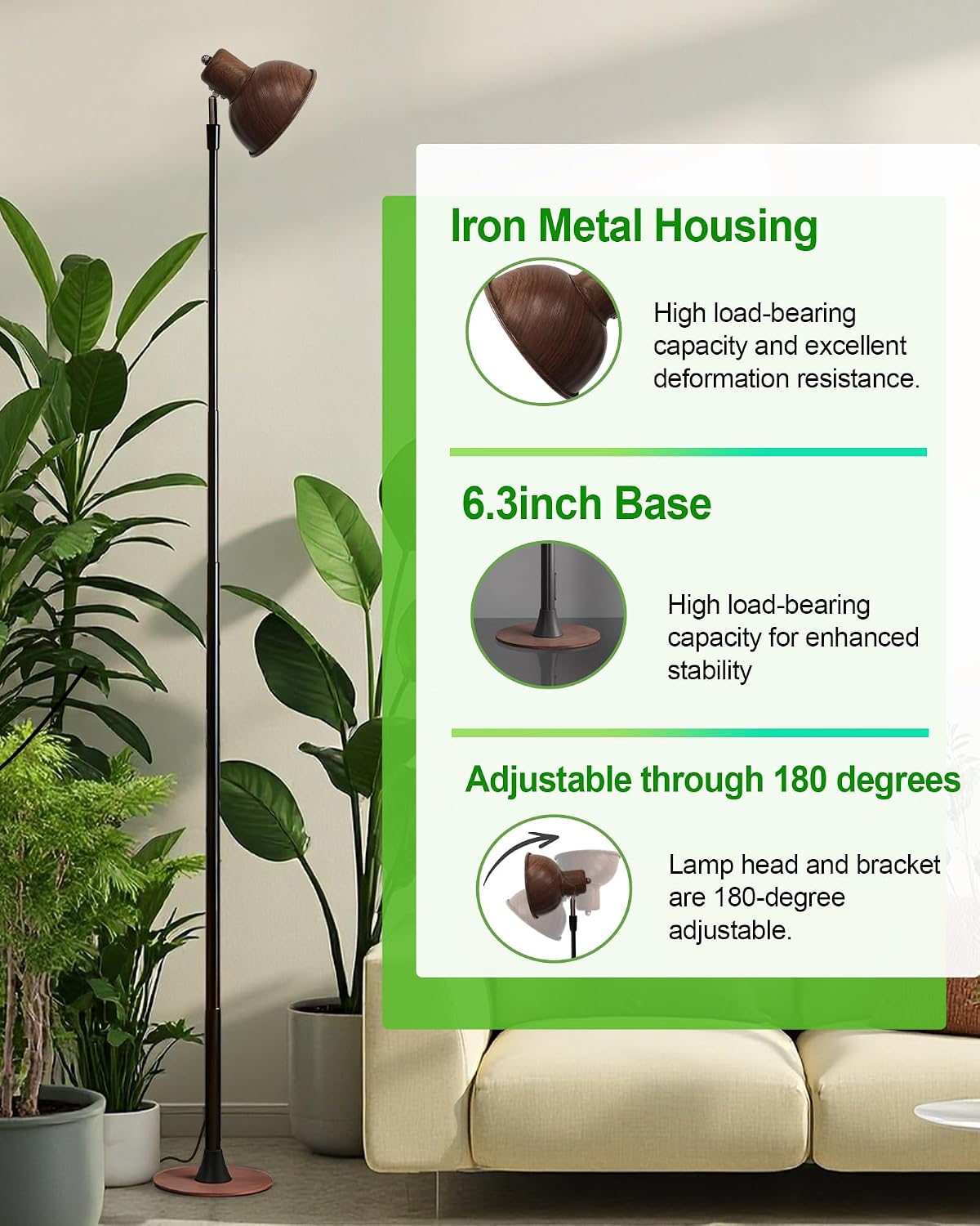 Plant Grow Light for Indoor Plant, Walnut Wood Grain LED Grow Light,Elevating Plant Lamp,Height Adjustable,Automatic