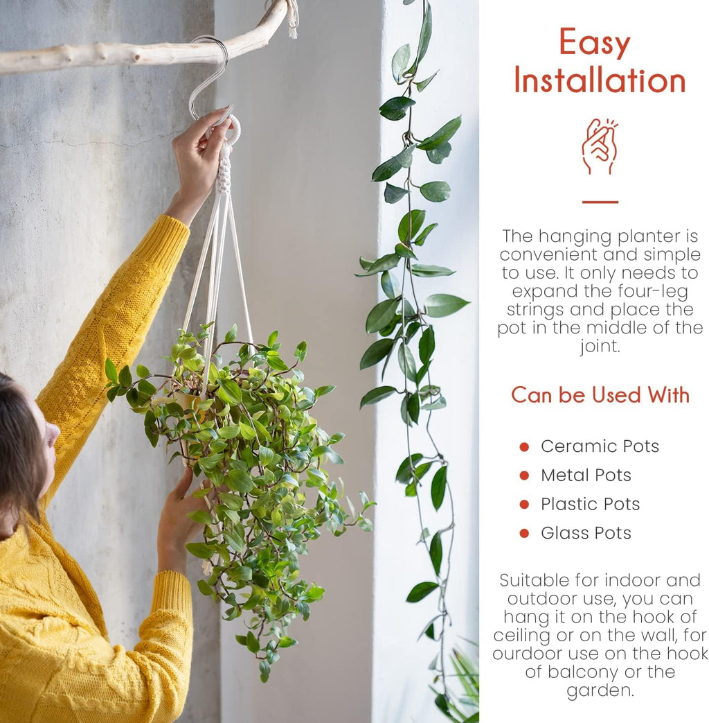 feedee Macrame Plant Hangers Indoor Macrame Hanging Planters for Indoor Plants, 6 Pack Hanging Plant Holders Indoor