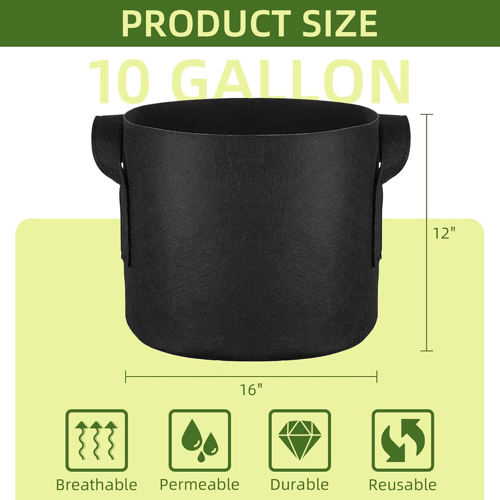 48 Pack 10 Gallon Vegetable/Flower/Plant Grow Bags, Heavy Duty Thickened Nonwoven Plant Fabric Pots Aeration Fabric