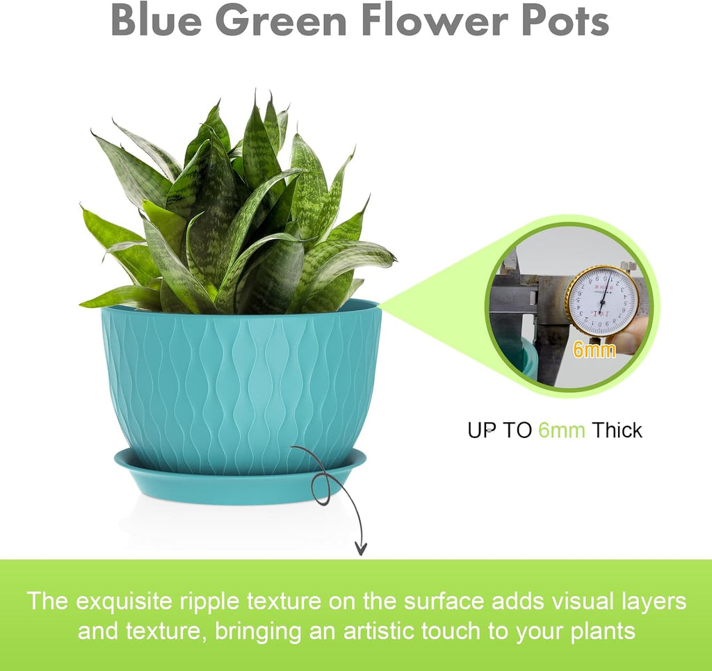 Meowell Large Plant Pots 12/10/9 inch, 3 Pack Big Flower Pots for Outdoor Indoor Plants with Water Ripples, Wide