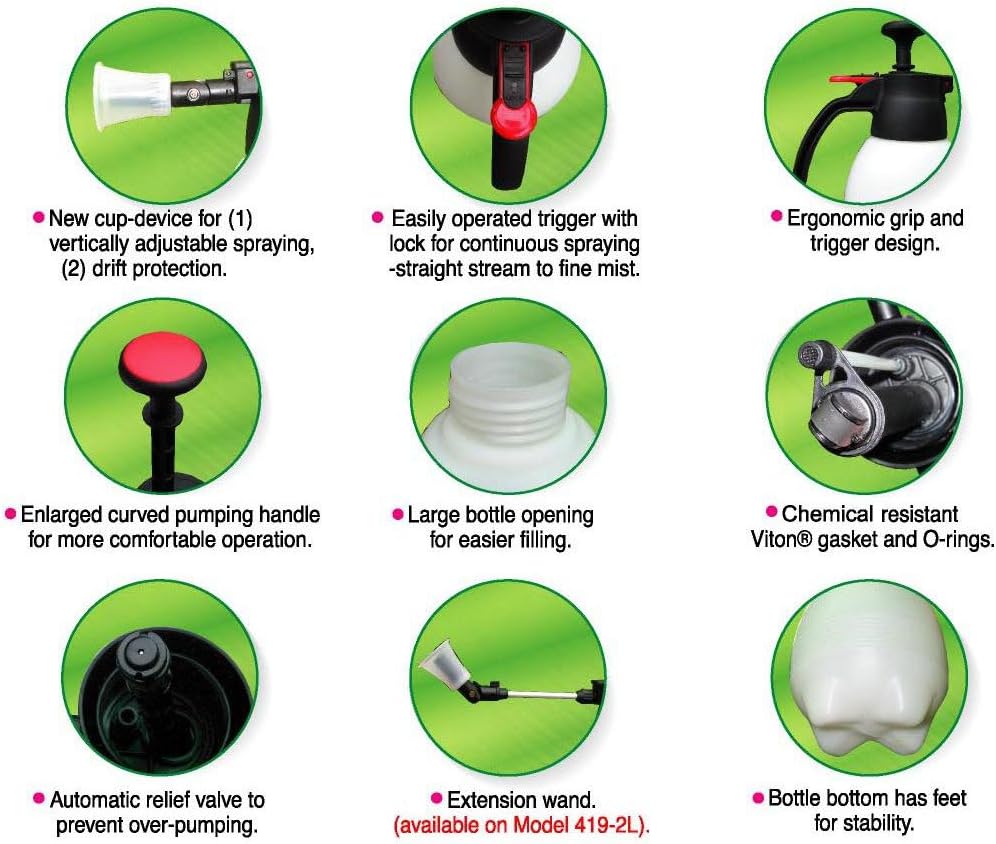SOLO, 418-2L, 2 Liter One-Hand Pressure Sprayer, Red and White