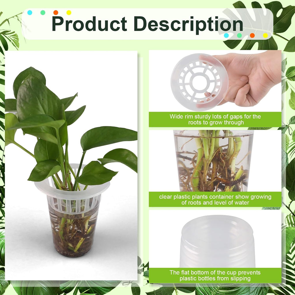 50 Pack Plastic Nursery Pots for Plants Terrarium Plant Propagation Station Tabletop Planting Vase with Hydroponic