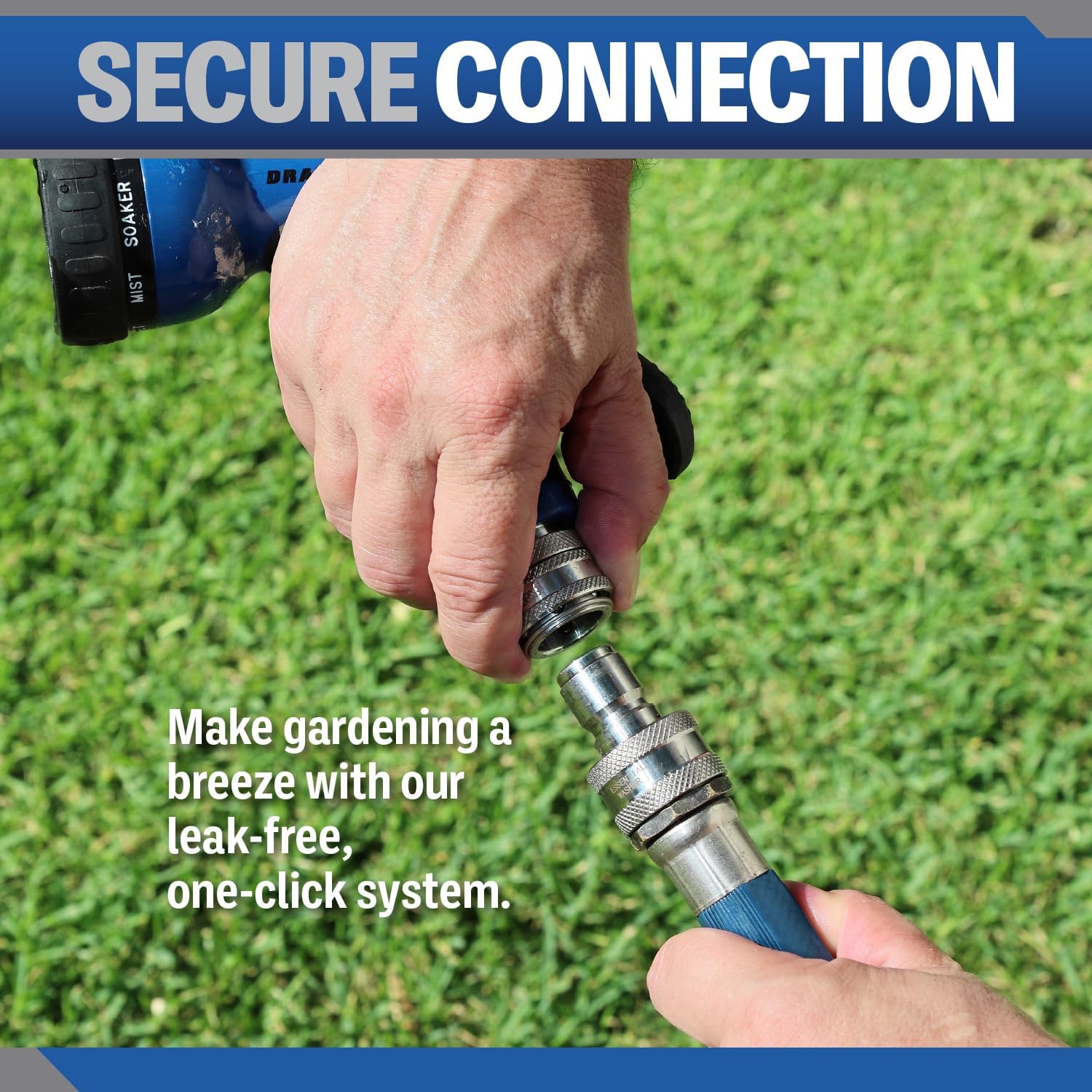 Stainless Steel ¾” Garden Hose Quick Connect Fittings | One Hand Operation Design | Plug & Coupler Set Of 2
