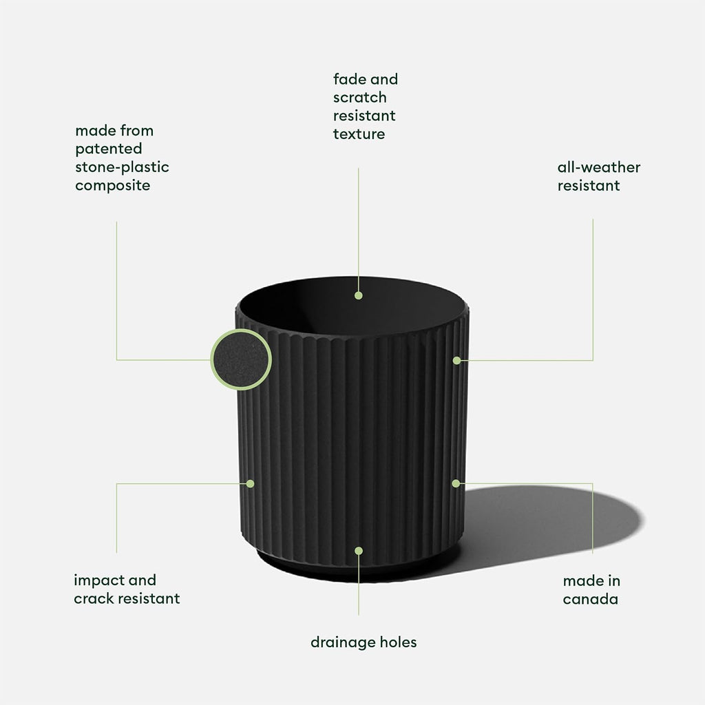 Veradek Demi Series Round Planter for Porch, Patio, Backyard | Durable Plastic-Concrete Material | Modern Décor for