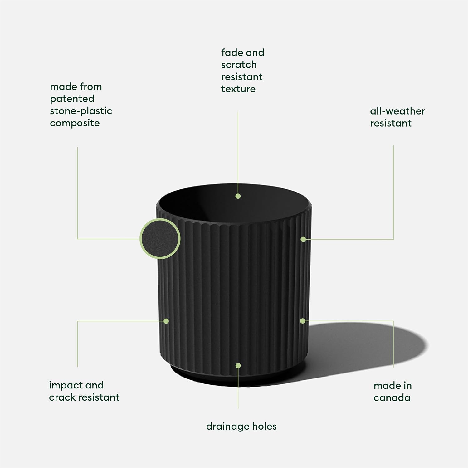 Veradek Demi Series Round Planter for Porch, Patio, Backyard | Durable Plastic-Concrete Material | Modern Décor for
