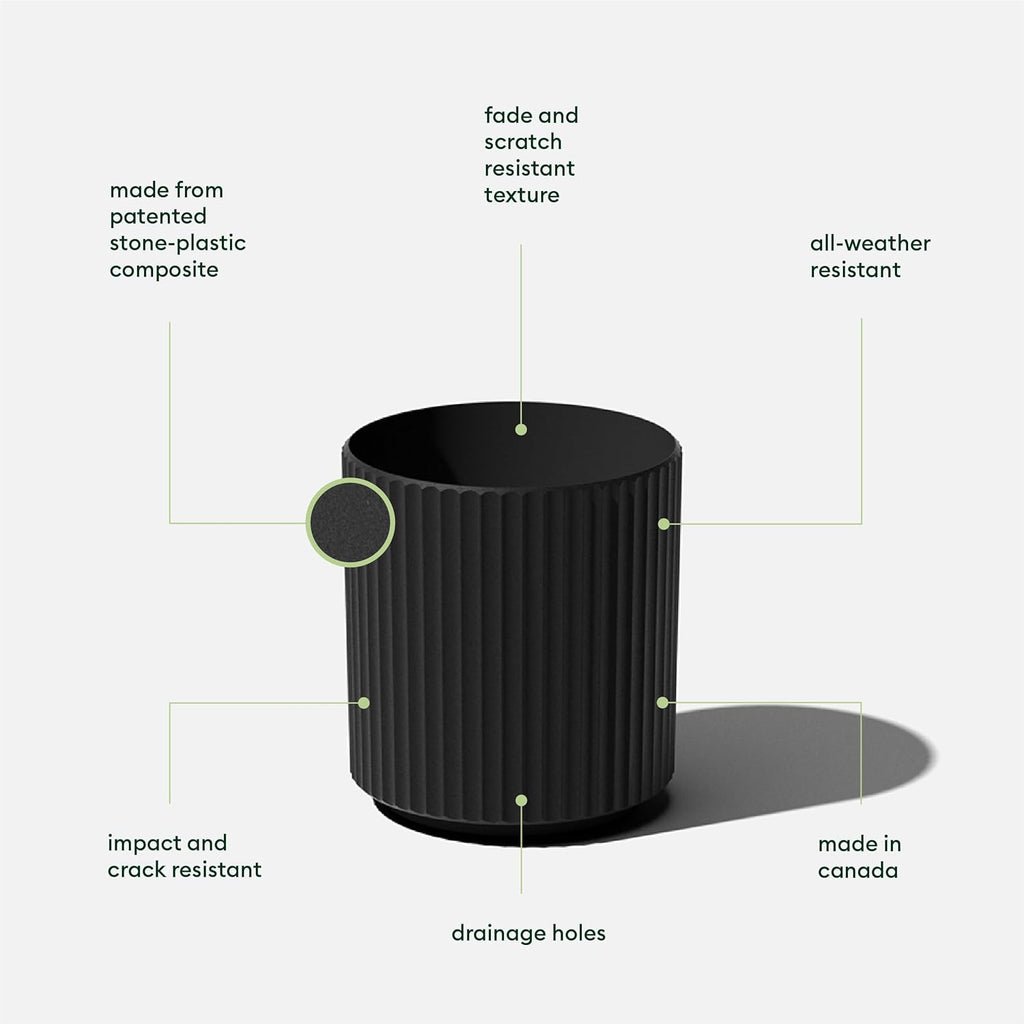 Veradek Demi Series Planter - Large Round Outdoor Planter | Made From a Durable Plastic-Stone Composite With