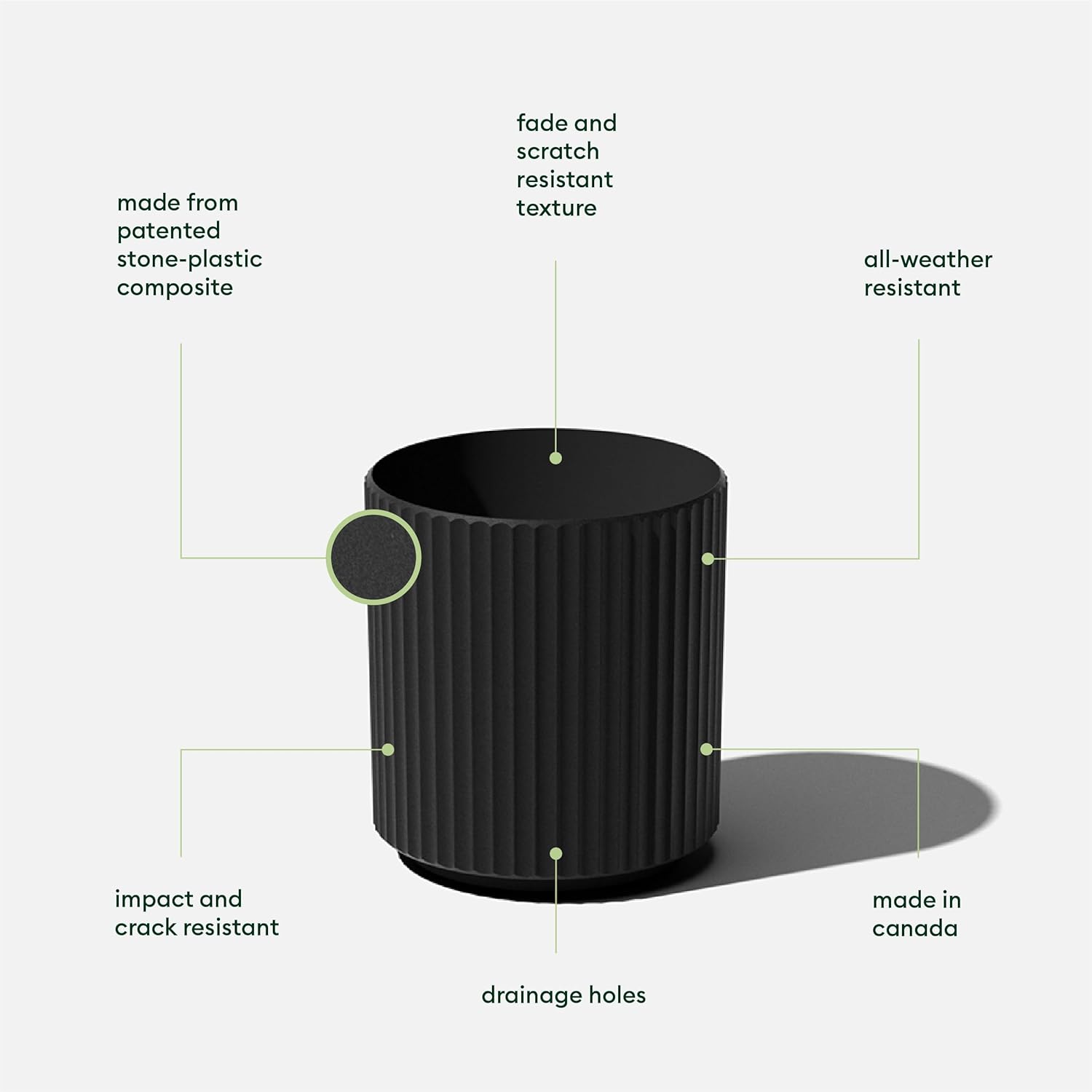 Veradek Demi Series Planter - Large Round Outdoor Planter | Made From a Durable Plastic-Stone Composite With