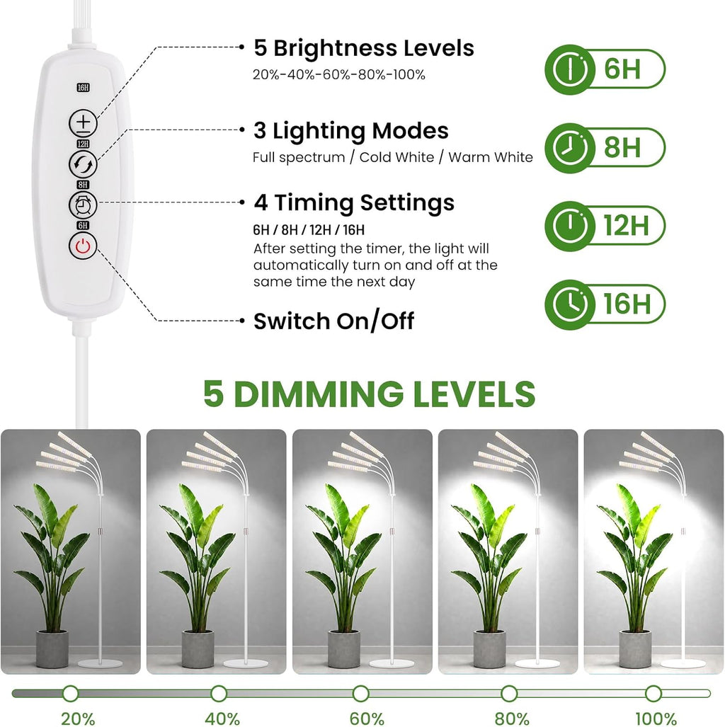 LBW Grow Lights for Indoor Plants, 75" Tall Full Spectrum Plant Grow Light | 228 LEDs Full Spectrum Grow Light with