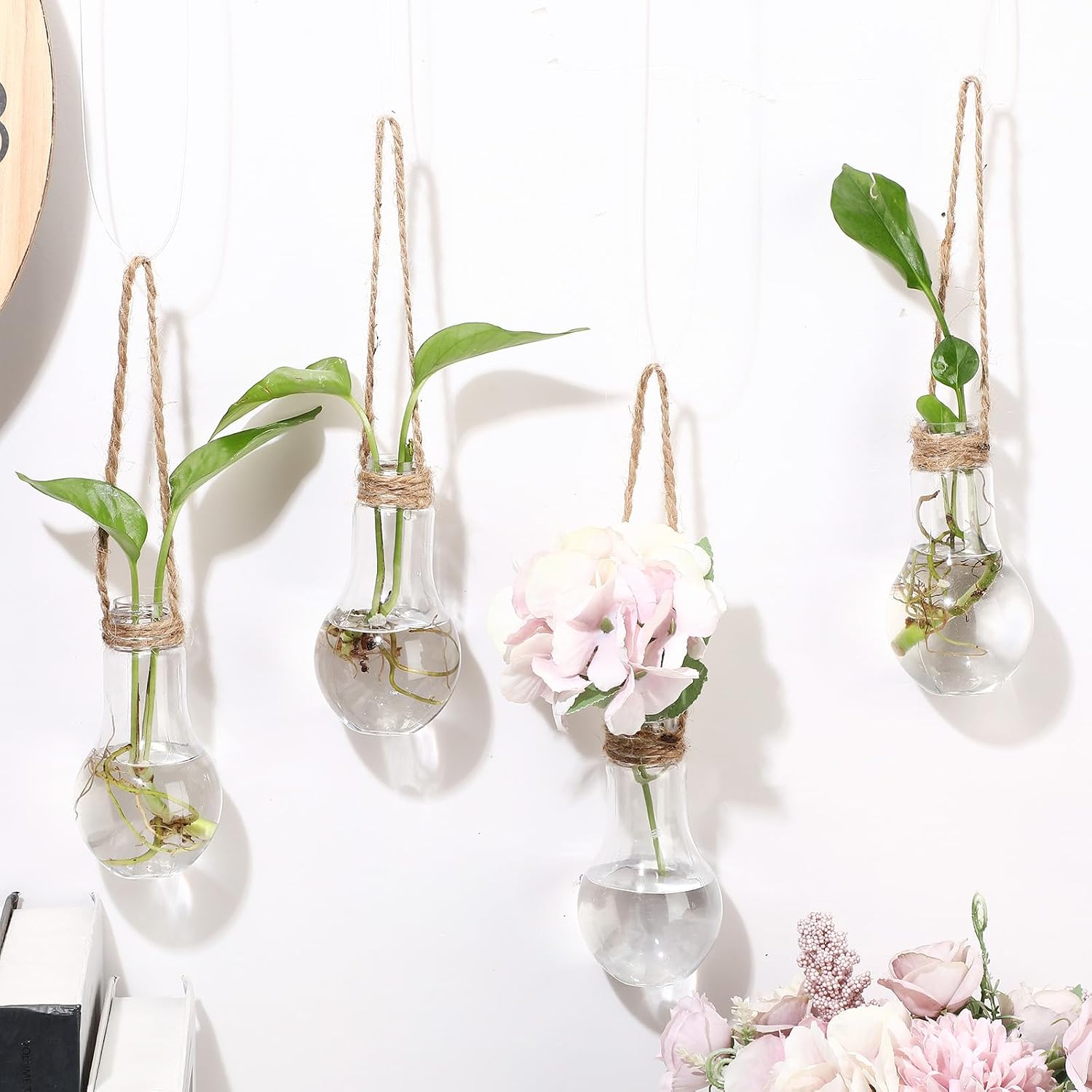18 Sets 3.94" Plastic Window Propagation Stations Hanging Propagation Vases Plant Test Tubes with Suction Cup &