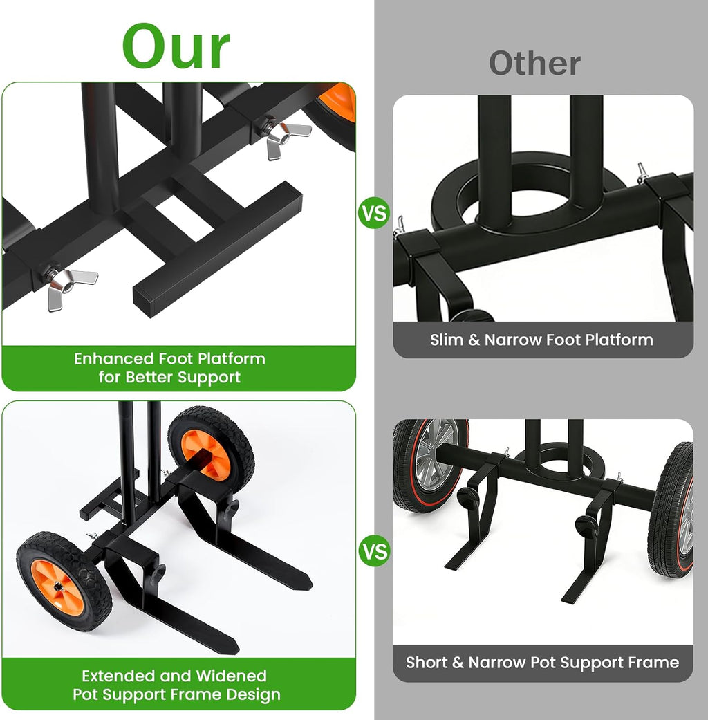 Heavy Duty Plant Dolly with Wheels, Adjustable Pot Mover Plant Caddy, No-Bend Rolling Garden Trolley with Suction Cups