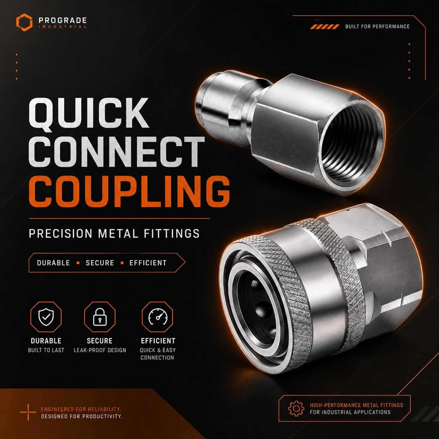 Hotop NPT 3/8 Inch Stainless Steel Male and Female Quick Connector Kit Pressure Washer Adapters(4 Sets)