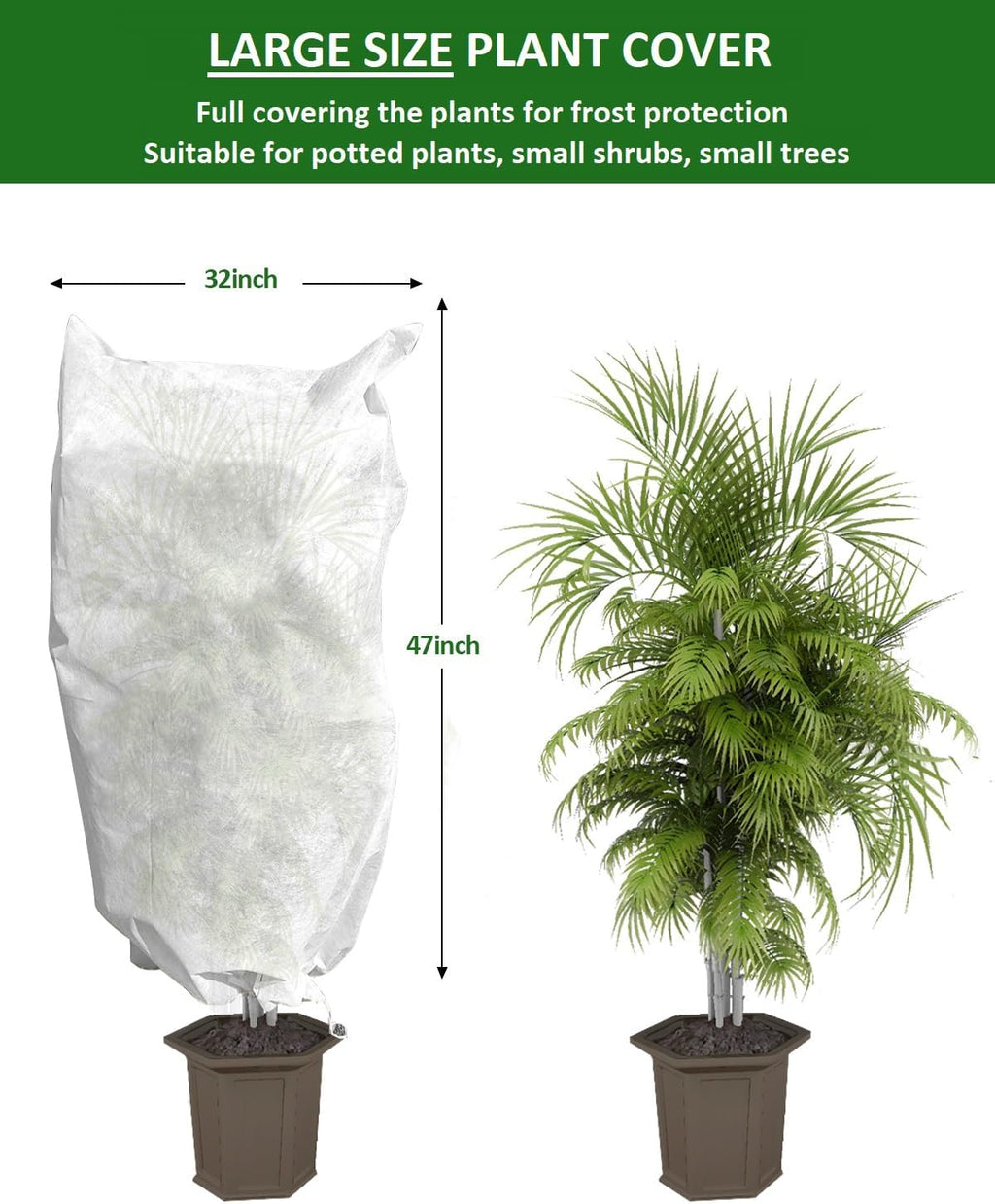 EAONE 12 Pack Plant Covers Freeze Protection, 32x47'' Winter Frosts Cloth for Outdoor Plants, Reusable Frost Blankets