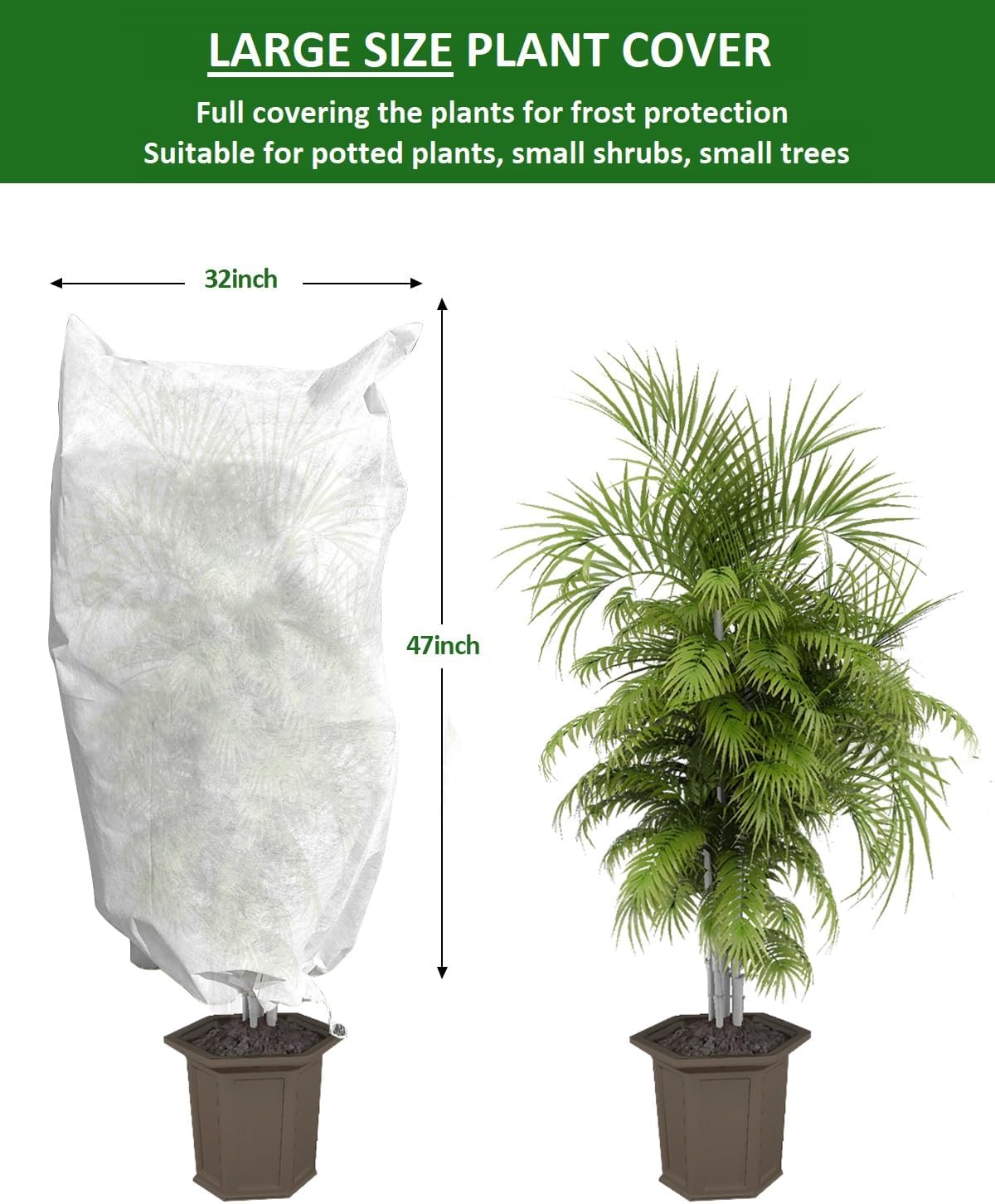 EAONE 12 Pack Plant Covers Freeze Protection, 32x47'' Winter Frosts Cloth for Outdoor Plants, Reusable Frost Blankets