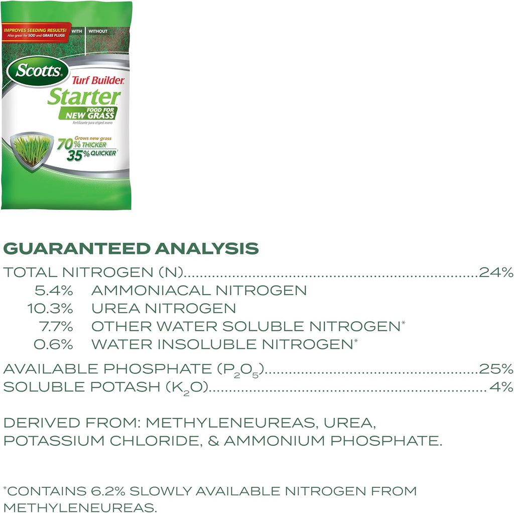 Scotts Turf Builder Starter Fertilizer for New Grass, 15 lbs. | Use When Planting Seed, Covers 5,000 sq. ft.