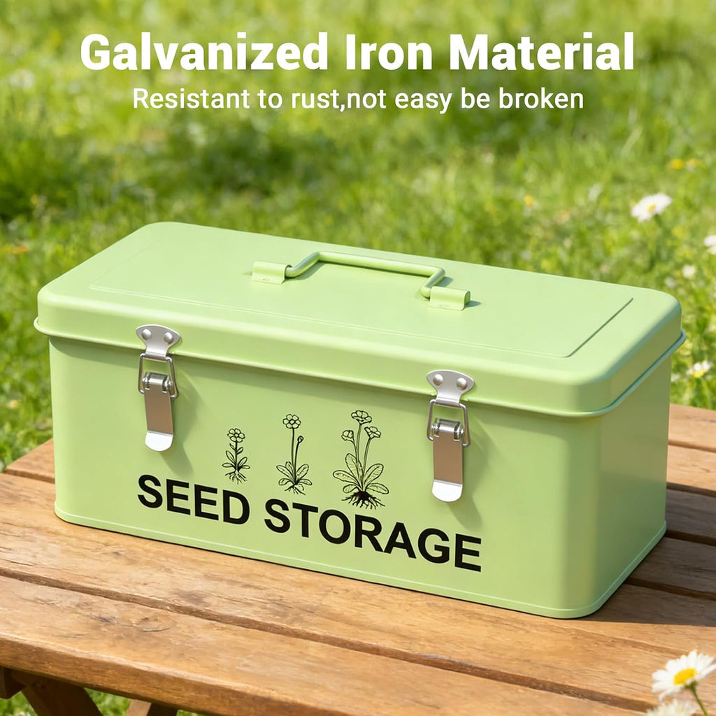 60 Slots Seed Organizer Seed Storage Seed Box 3 Compartments Seeds Organizer Storage Box Metal Garden Seeds Packet