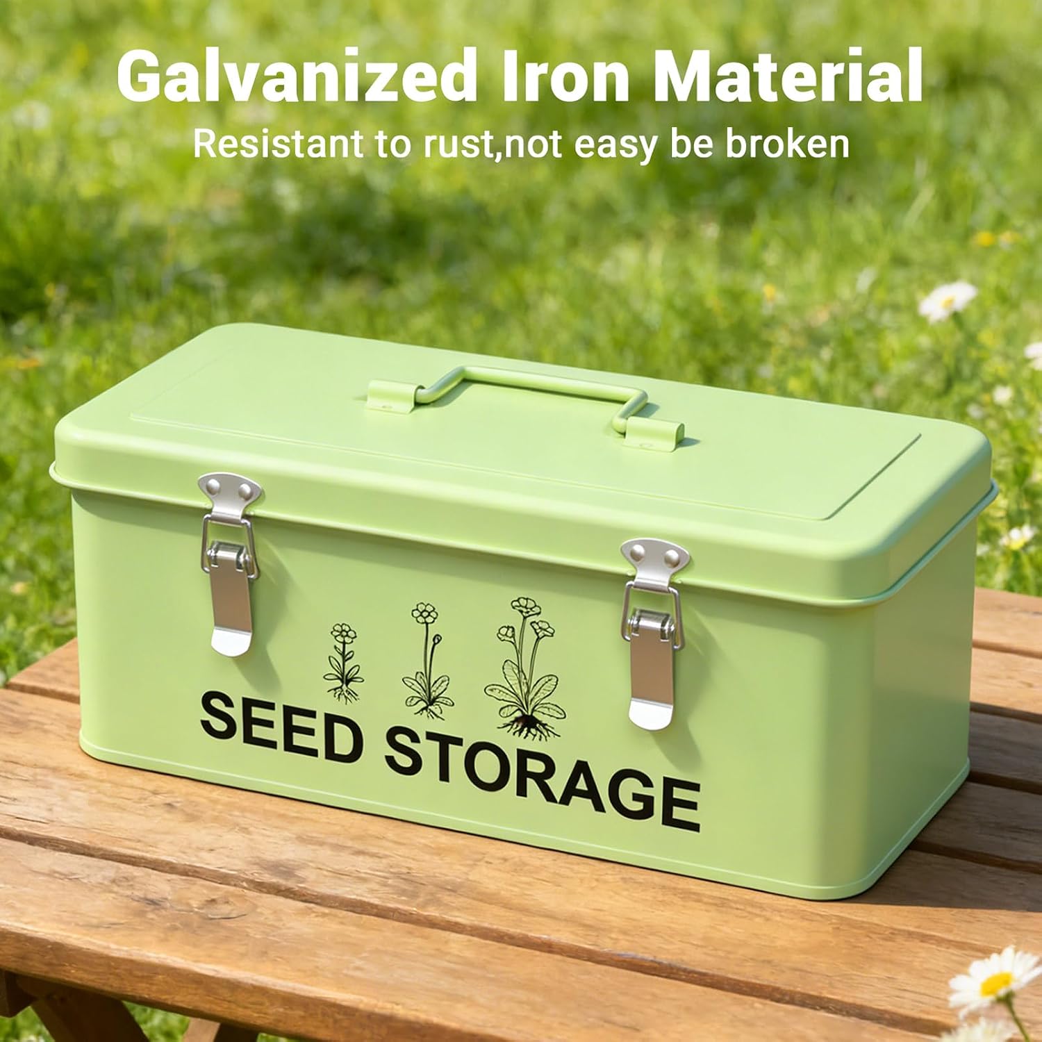 60 Slots Seed Organizer Seed Storage Seed Box 3 Compartments Seeds Organizer Storage Box Metal Garden Seeds Packet